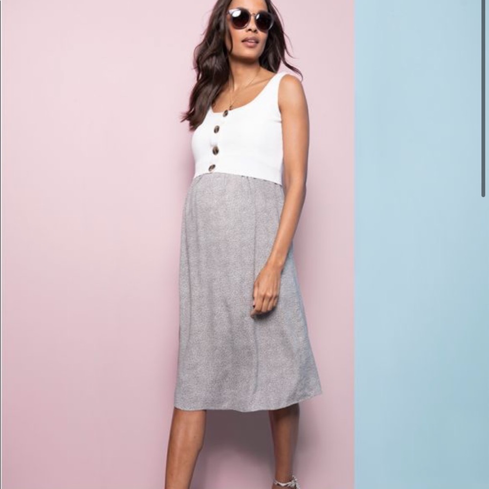 White Double Layer Maternity & Nursing Dress